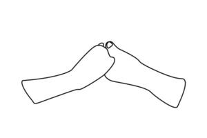 two human hands hold help invite to dance line art icon vector