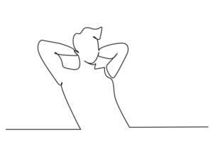 young male relax calm peaceful life line art vector