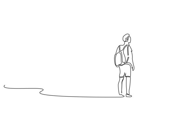 human person nature hiking backpack activity hike lifestyle line art design