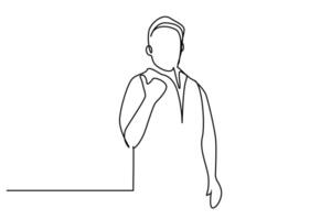 confident man doing okay acceptance check mark line art vector