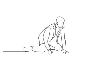 businessman crawling on the floor hoping begging shocked line art vector