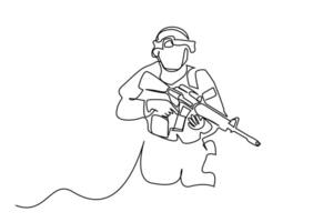 soldier man camouflage outside operation line art vector