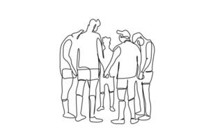 football sport team players people hug give support line art vector