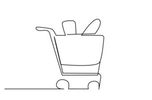 shopping cart full online order icon simple line vector