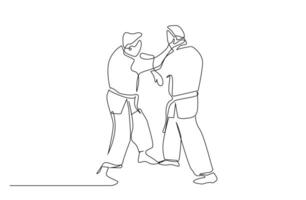 two people close combat karate taekwondo aikido fight practice sport line art vector