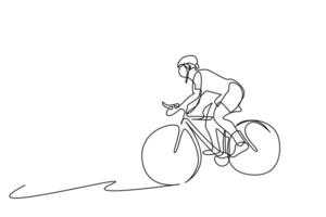 joven persona bicicleta actividad carreras fuera de seguro reposacabezas estilo de vida línea Arte vector