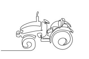 old retro farming tractor vehicle line art vector