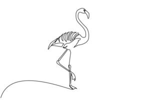 bird flamingo animal realistic one single line art vector