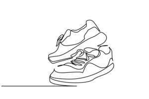 casual sneakers shoes line art vector