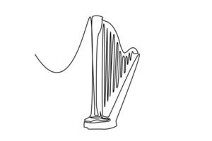 harp retro classical musical instrument minimal line art vector