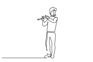 man playing flute ney musical instrument line art vector