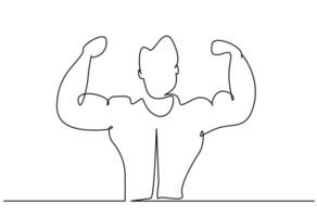 young muscular sportsman successful male posing lifestyle line art vector