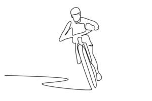 young person bike activity racing outside safe headrest lifestyle line art vector