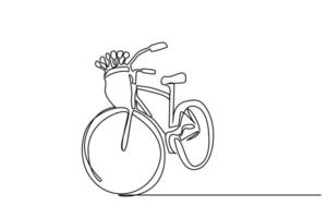 bike street flower basket object line art vector