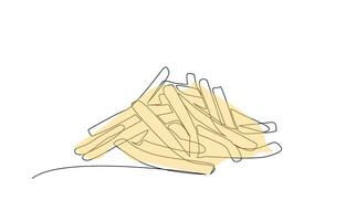 french fries slice fast food meal object line art vector