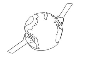 people hands world globe community group save nature ecological life concept vector