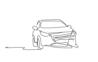 car vehicle road accident effect result line drawing vector