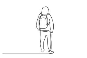 young male nature backpacker person lifestyle line art vector