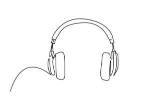 modern music headphones object line art vector