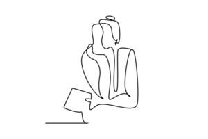 young woman sitting waiting bored business life line art vector