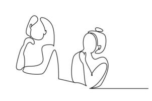 teen girls listening to teacher together in class at school line art vector