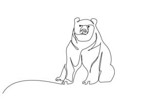 big old bear animal wild animal line art vector