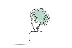 home relax tropic plant potted line art vector