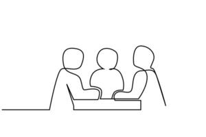 business office desk people talking conversation line art vector