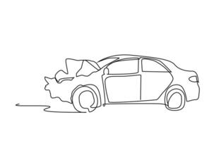 car vehicle road accident effect result line drawing vector