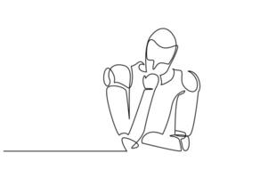 science robot technology human think daydream portrait line art vector