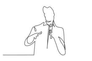 confident businessman speaker making statement line art vector