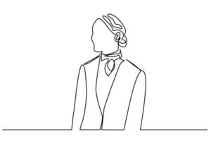 beautiful fit professional woman stewardess waiter receptionist line art vector