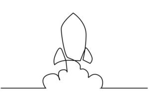 space shuttle spacecraft starting fly moving strong fast smokes line art vector