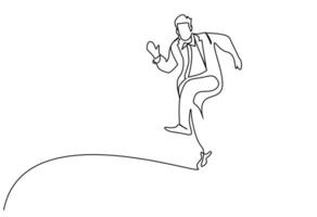 business man in suit ecape running catching up line art vector