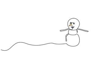 snowman happy one line art drawing vector