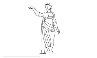 greek woman beautiful sculpture one single line art vector