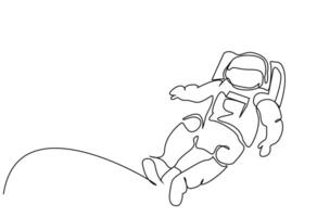 astronaut scientist flying through space line art vector