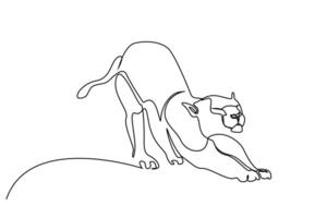 wildlife nature lion animal stretch morning wake up line art vector