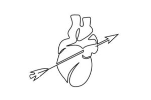 corazón humano Organo flecha puñalada dolor amor Arte vector