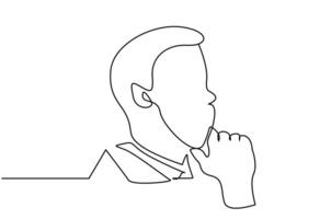 adult business man profile head thinking asking questions researching new ideas line art vector