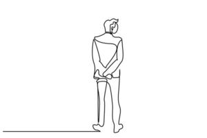 business man thoughtfully calm waiting back rear behind view line art vector