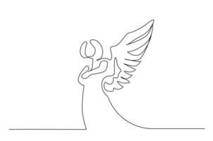 young woman angel wings lady line art vector