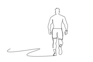 muscular athlete man walking outside running lifestyle active activity line art vector