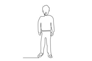 little boy standing scared shouting open mouth line art full body length line art vector