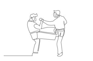 two people close combat karate taekwondo aikido fight practice sport line art vector