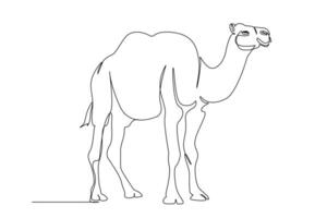 camel animal mammal full body length one single line art vector