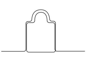 shopping bag or lock security object line art vector