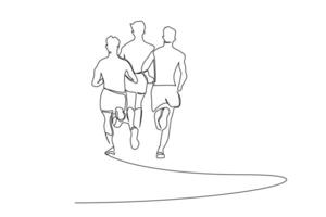 people athletes marathon group running together line art vector