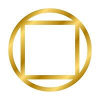 Gold shiny glowing vintage square and circle frame with shadows isolated on white background. Gold realistic square border. illustration vector