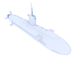 Submarine isolated on background. 3d rendering - illustration png